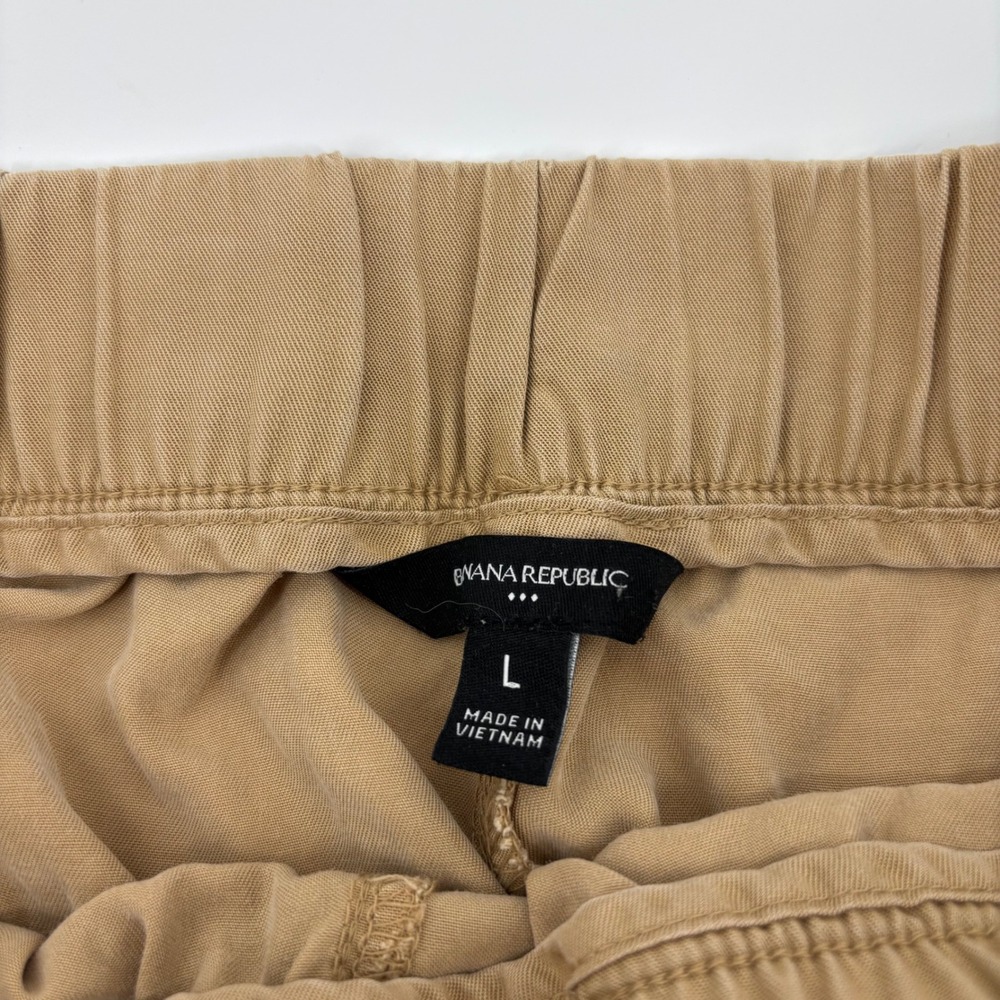 Banana Republic Cargo Joggers Women‎ Large Tan Tencel Lyocell Utility Gorpcore - Picture 2 of 7